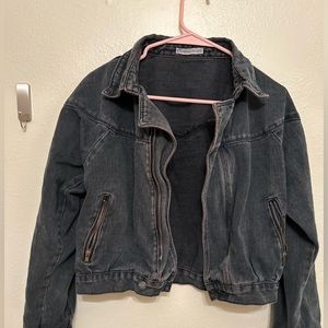 Black cropped jean jacket